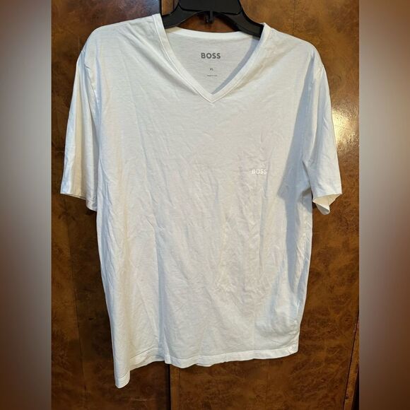 BOSS Men's White V-Neck Shirt - Picture 1 of 5
